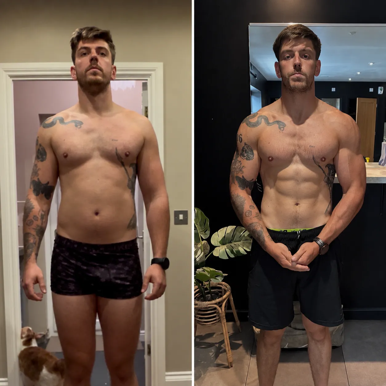 Curtis, before and after 12 weeks of coaching