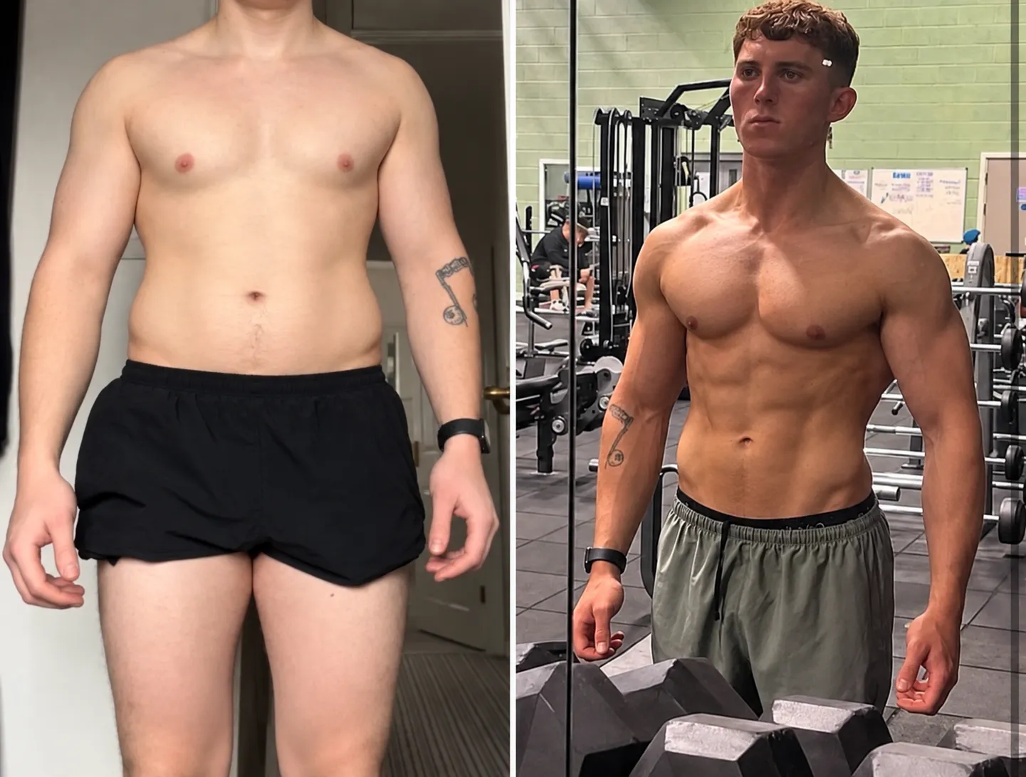 Dylan, before and after 24 weeks of coaching