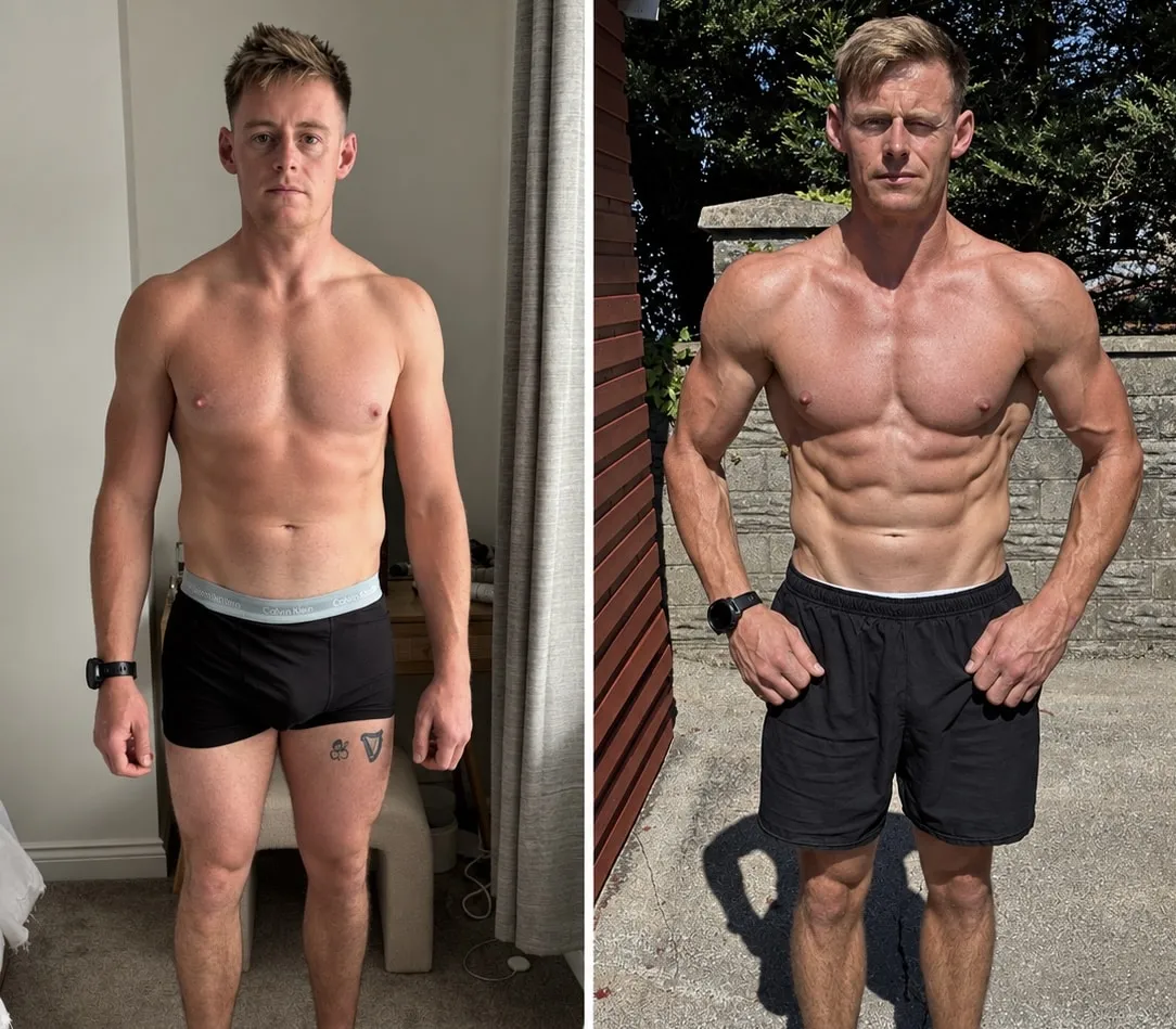 Jordan, before and after 8 weeks of coaching