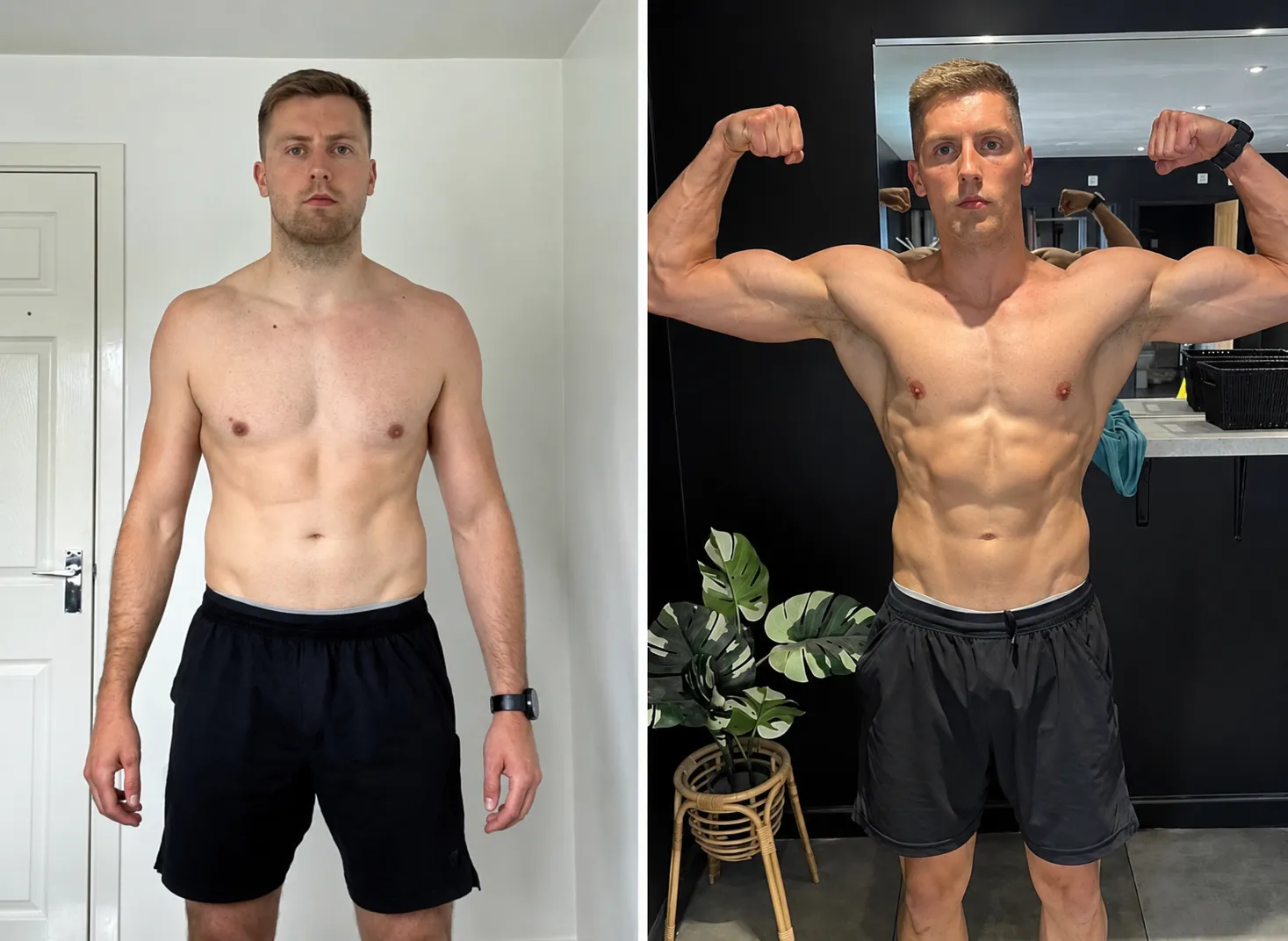 Jordan, before and after 8 weeks of coaching