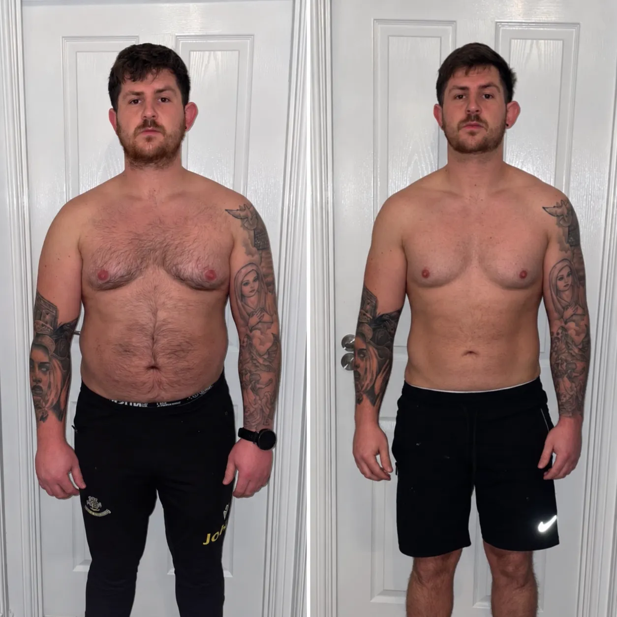 Jordan, before and after 12 weeks of coaching
