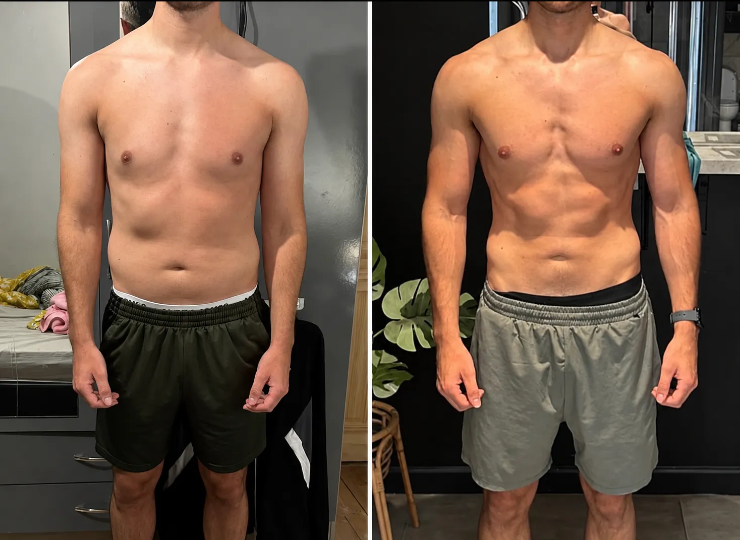 Liam, before and after 8 weeks of coaching