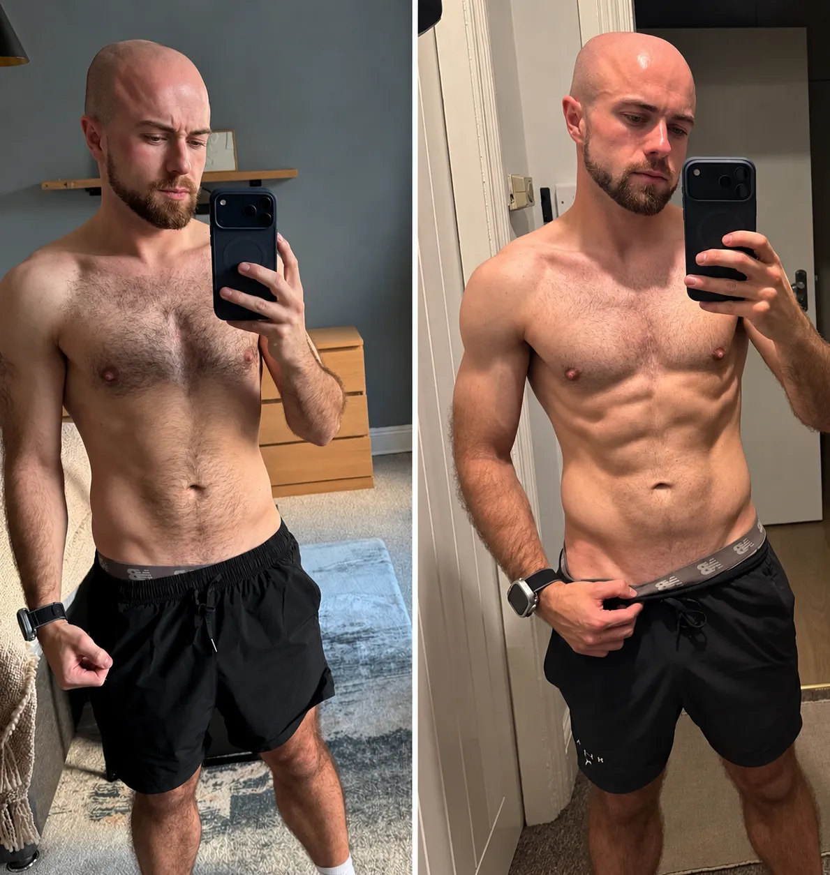 Luca, before and after 12 weeks of coaching