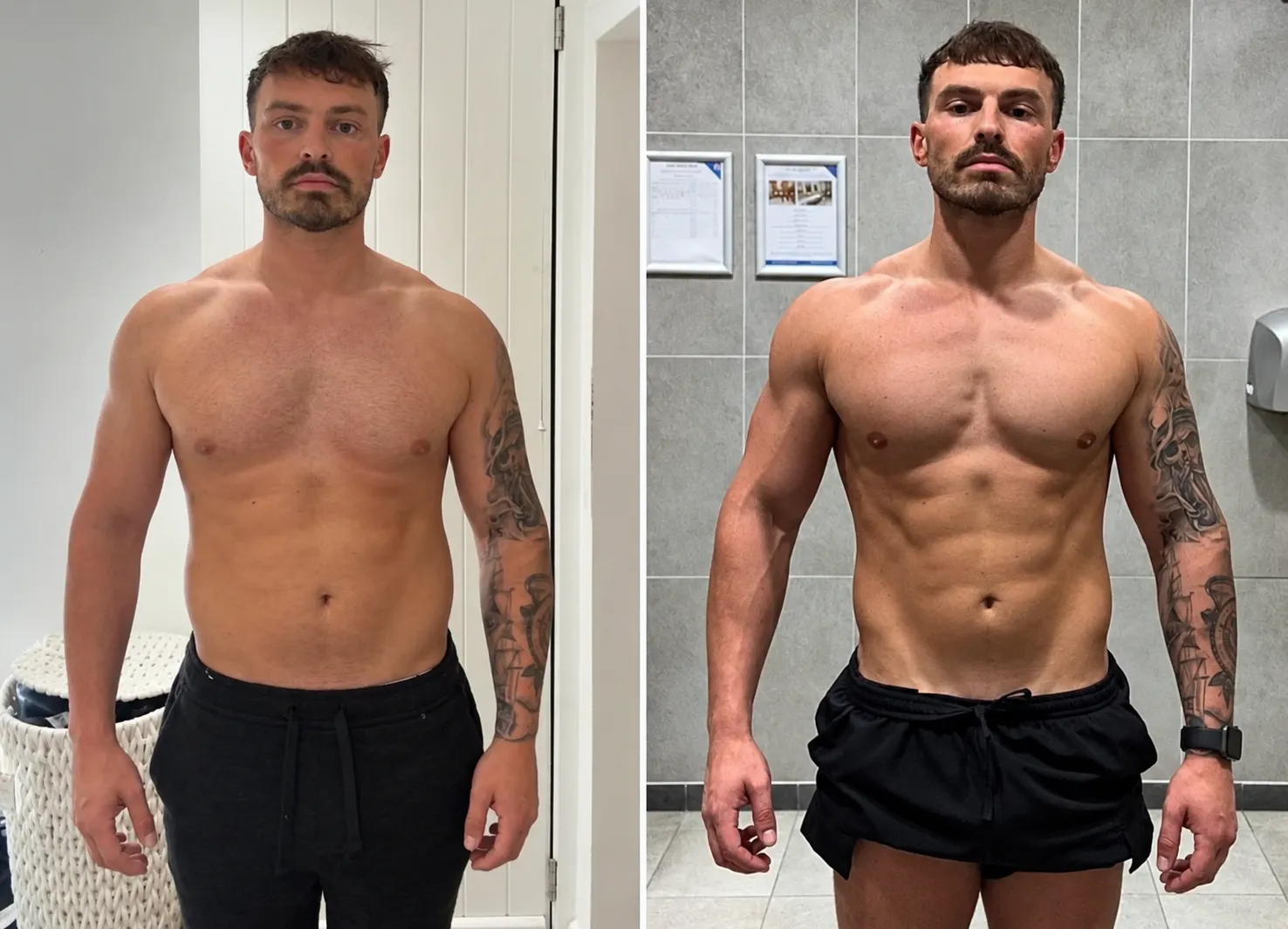 Myles, before and after 8 weeks of coaching